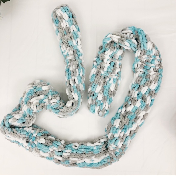 Handmade Knitted Long Scarf with Detail - Picture 3 of 6